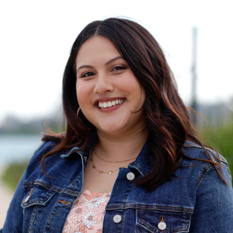 Portrait of Daniela Herrera, wearing a denim jacket.